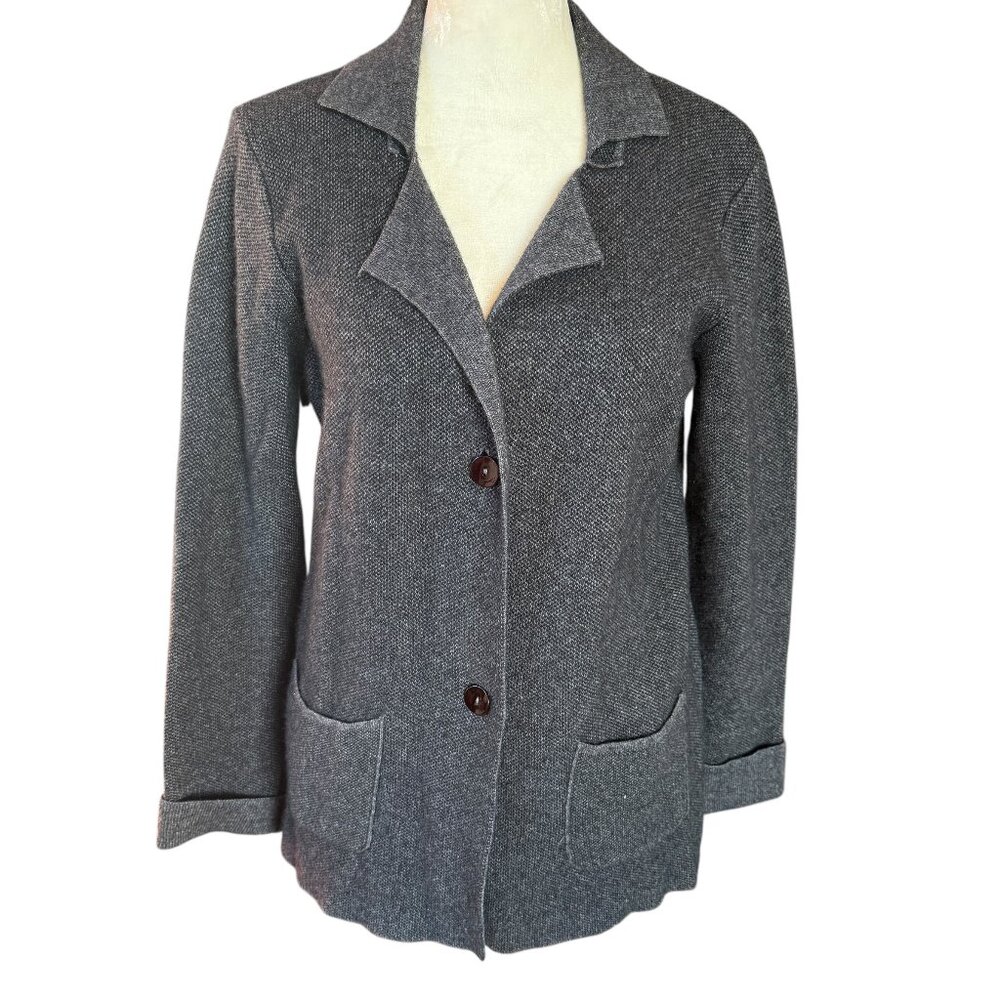 Benedetta B. black long sleeve collared soft blazer jacket women's size medium